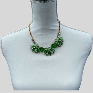 J Crew Factory Gold Tone and Green Statement Bib Necklace